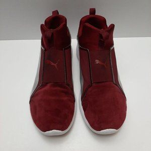 PUMA Rebel Mid-Top Slip-On Sneakers Shoes Burgundy Red Sz 9